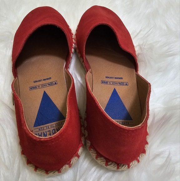 FUN VERBENAS Made In Spain, Suede Carmen Flat Espadrilles, Red - Picture 5 of 14